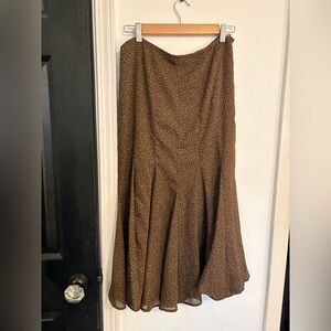 Kasper Brown A-Line Skirt with Polka Dots